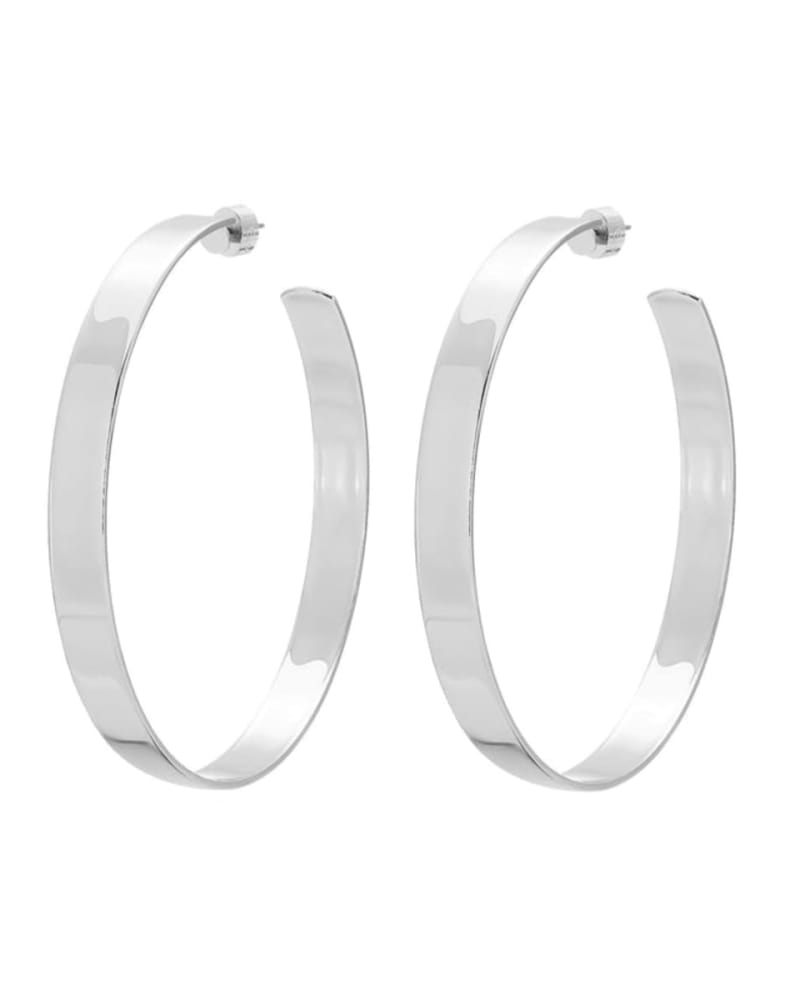 Front of a size one-size-fits-all 2.5" Skylar Hoops Silver in Silver by Eklexic. | dia_product_style_image_id:320188